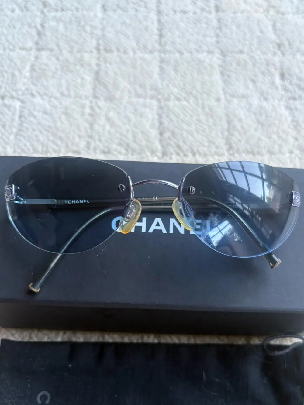 CHANEL Men’s Round Sunglasses - Black Frame with Blue Lenses